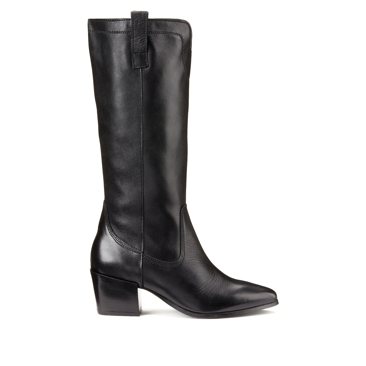 Bottes hautes talon moyen cuir lisse