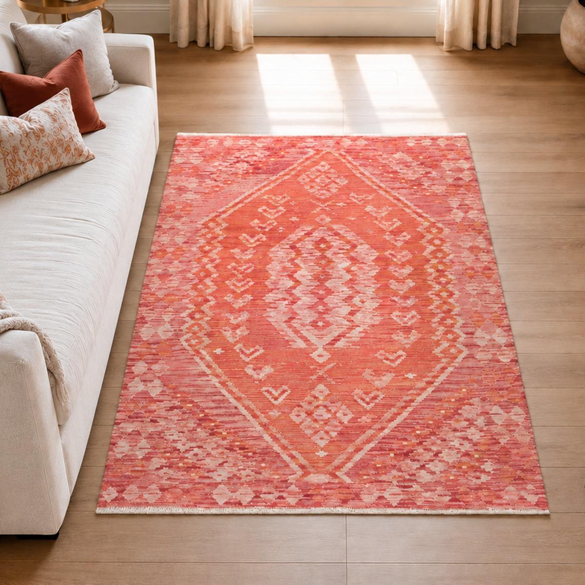 Tapis berbère, motif authentique, kilim tissé plat, KILIM 94, UN AMOUR DE TAPIS