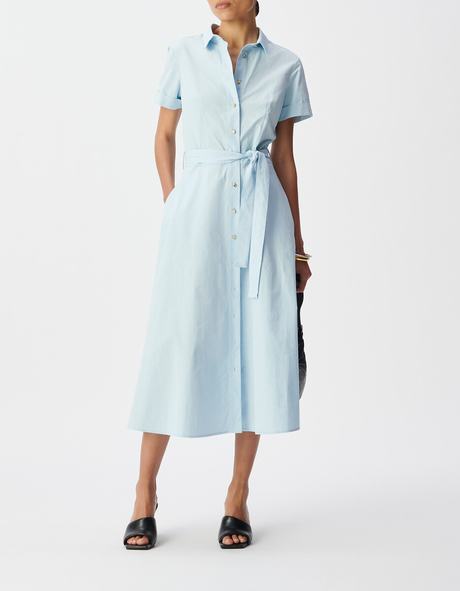 Abito camicia midi con cintura a maniche corte, IKKS