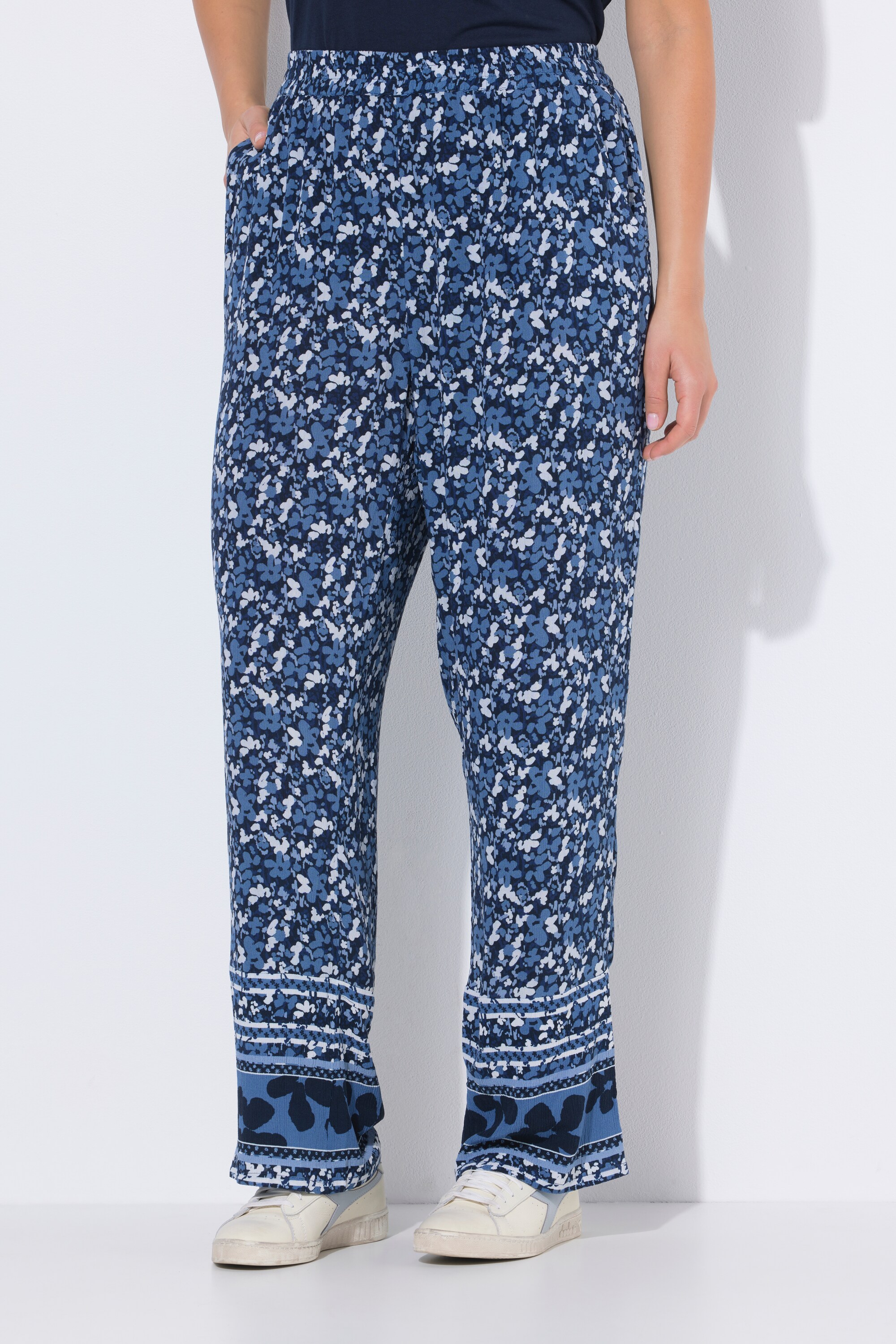 Pantalon palazzo Rose, motif floral, ULLA POPKEN