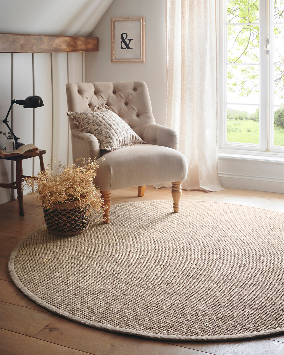 Herringbone Border Sisal Round Rug, SO'HOME