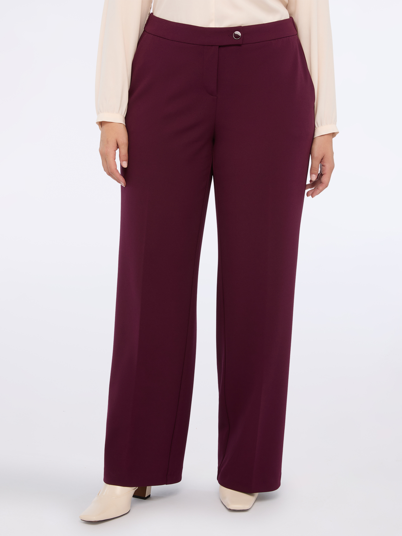 Pantalon jambe large en tissu stretch, FIORELLA RUBINO
