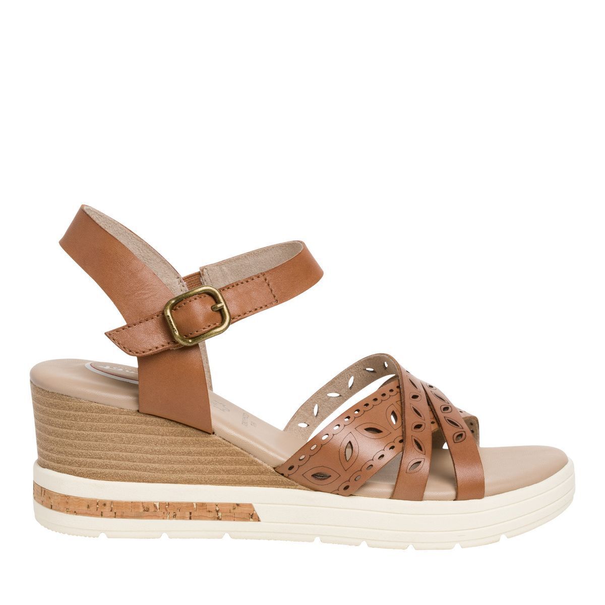 Sandale en cuir marron cognac Tamaris La Redoute