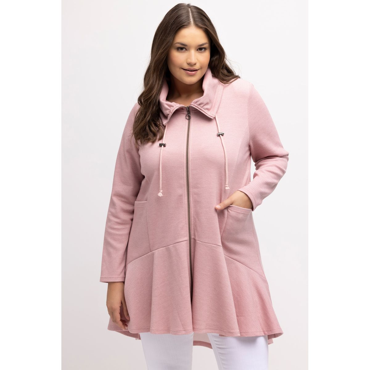 Veste longue best sale rose poudré