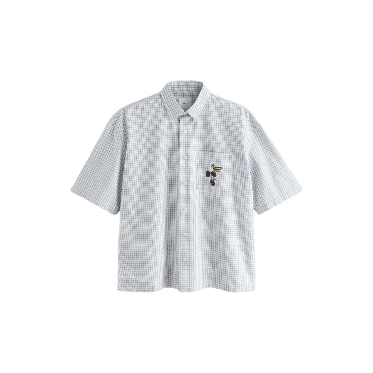 Chemise manches courtes à carreaux brodés, NEXT