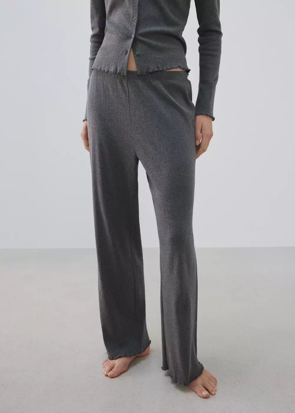 Pantalon de pyjama en coton ajouré, MANGO