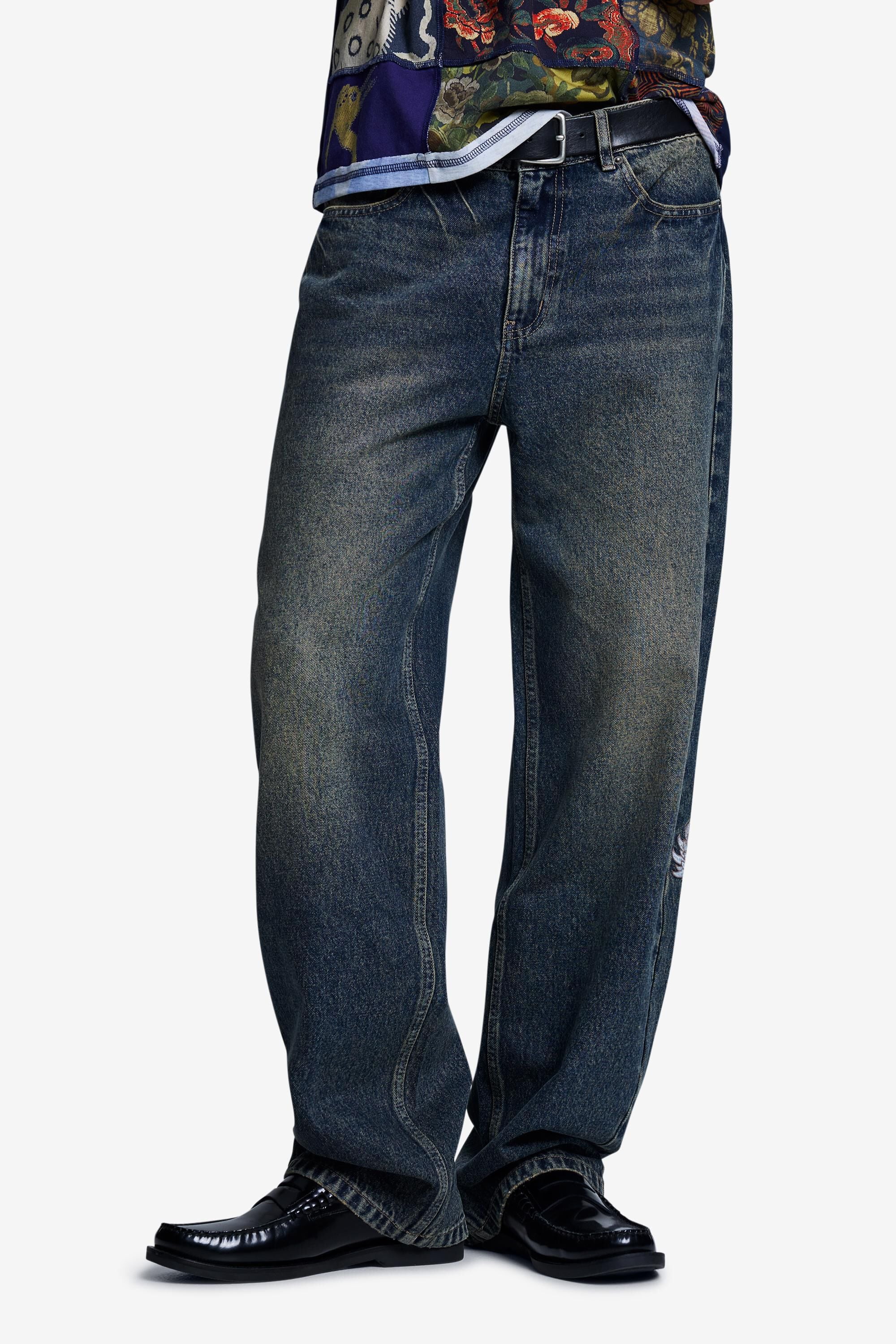 Pantalon en jean brodé, DESIGUAL