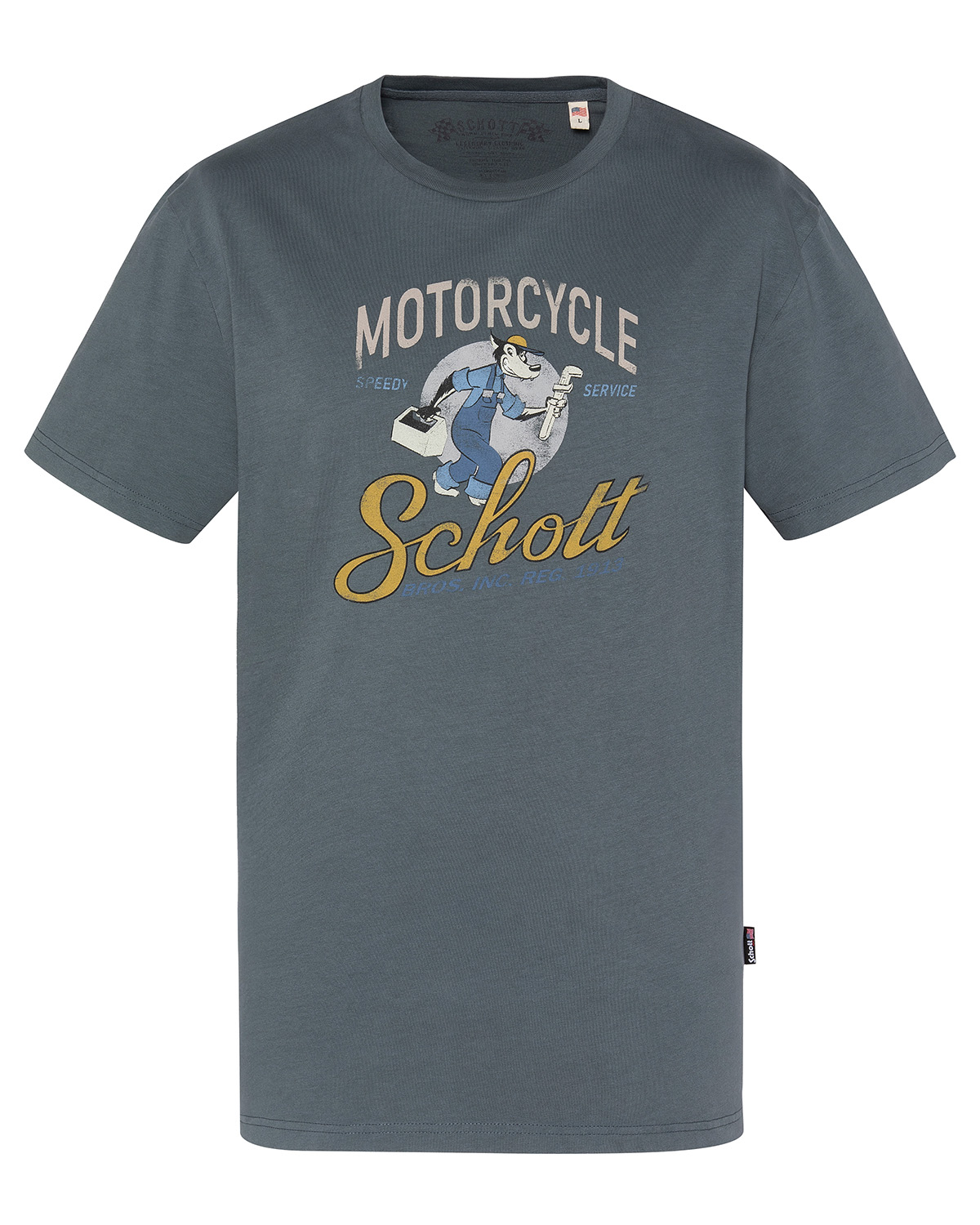T-shirt biker cartoon, SCHOTT
