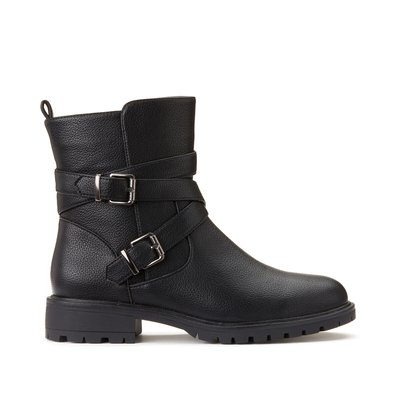 Biker Ankle Boots with Flat Heel LA REDOUTE COLLECTIONS