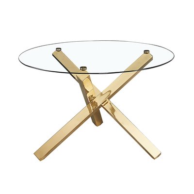 Glass Top Round Dining Table With Gold Legs SO'HOME
