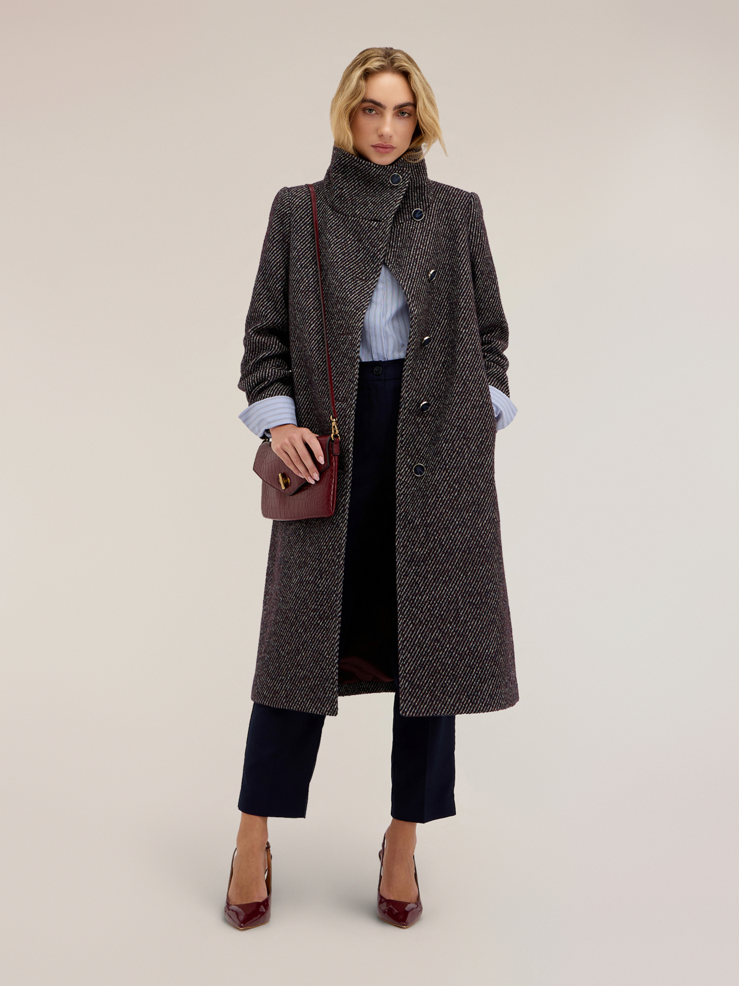 Manteau ceinturé à col montant, MOTIVI