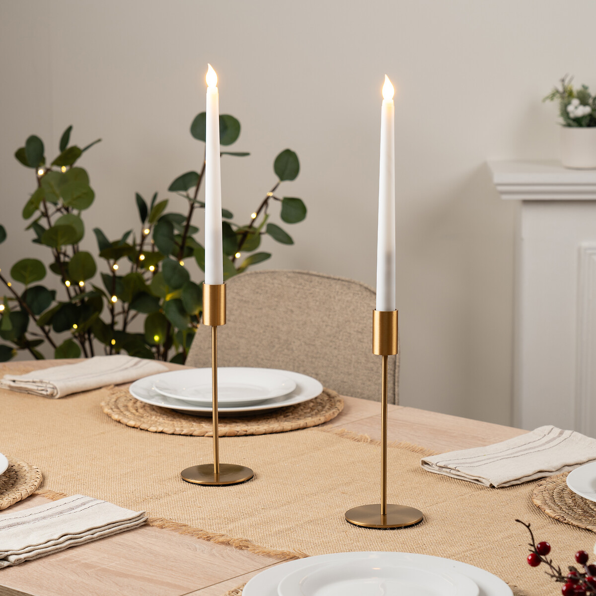 Set of 2 Gold Candle Holders 22cm, SO'HOME