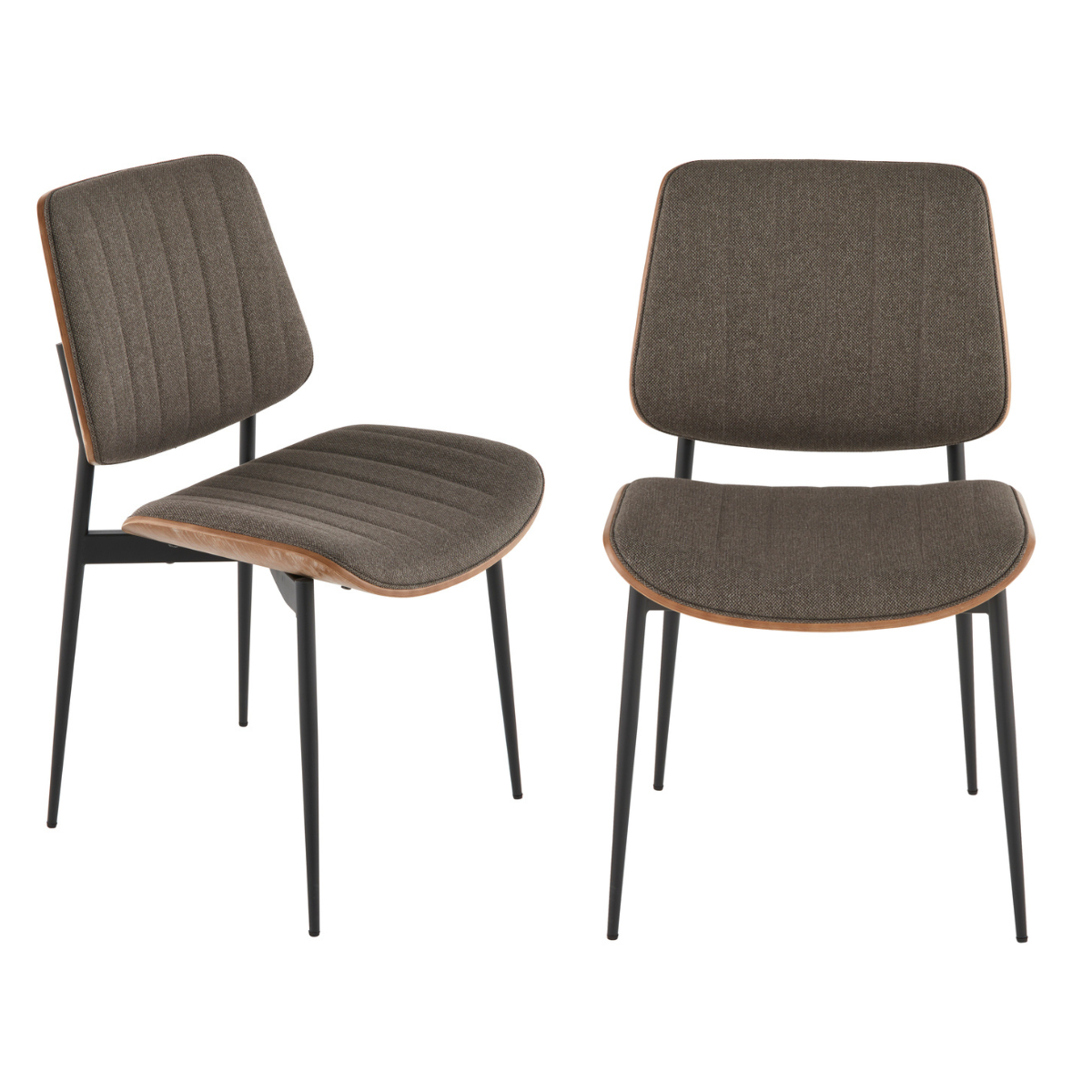 Lot de 2 chaises en tissu matelassé taupe GISELLE, SIGNATURE