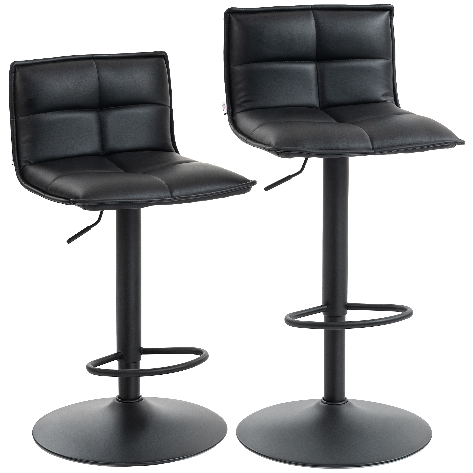 Tabouret de bar PU Noir, HOMCOM