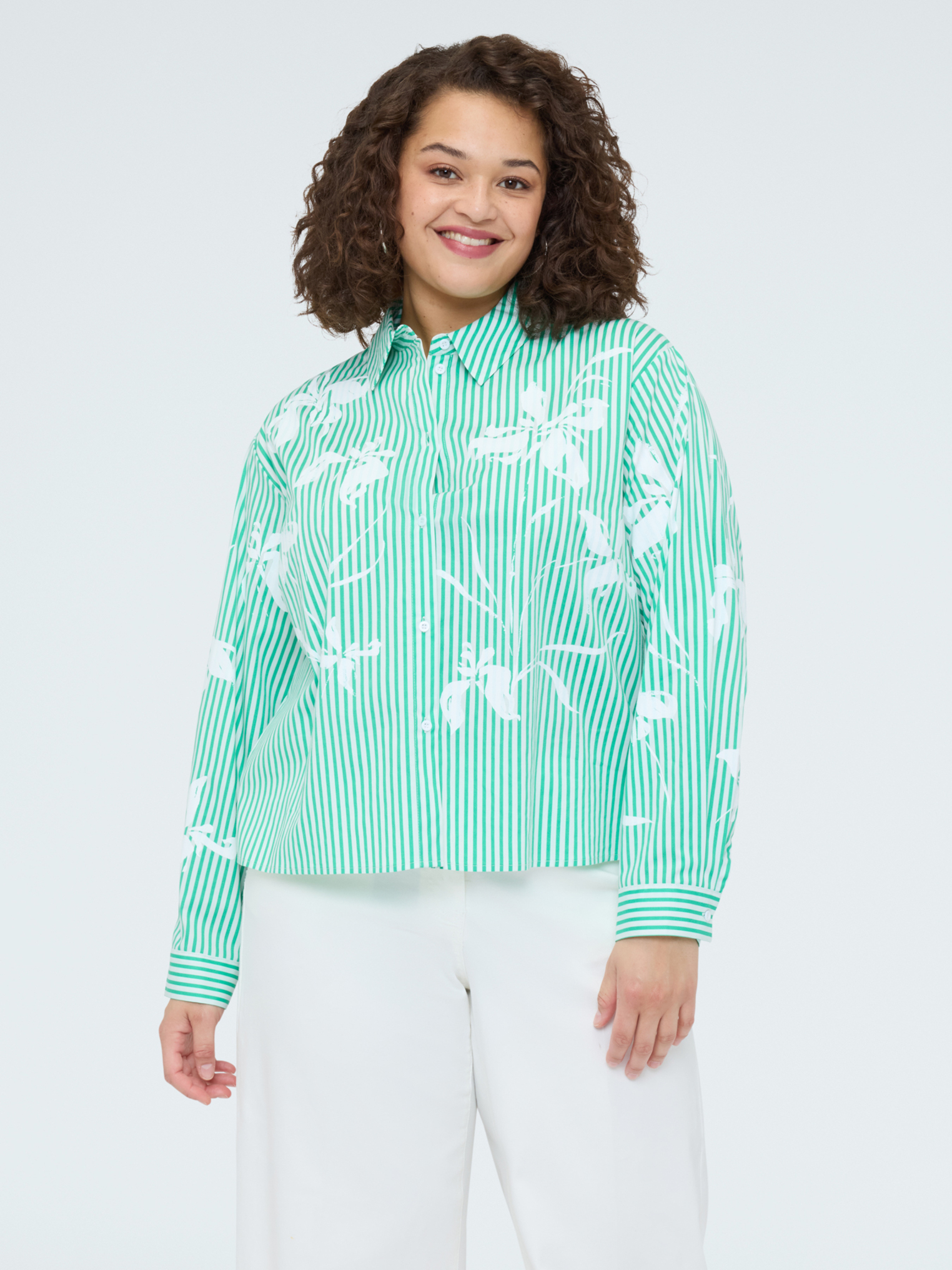 Chemise à rayures avec imprimé floral, FIORELLA RUBINO