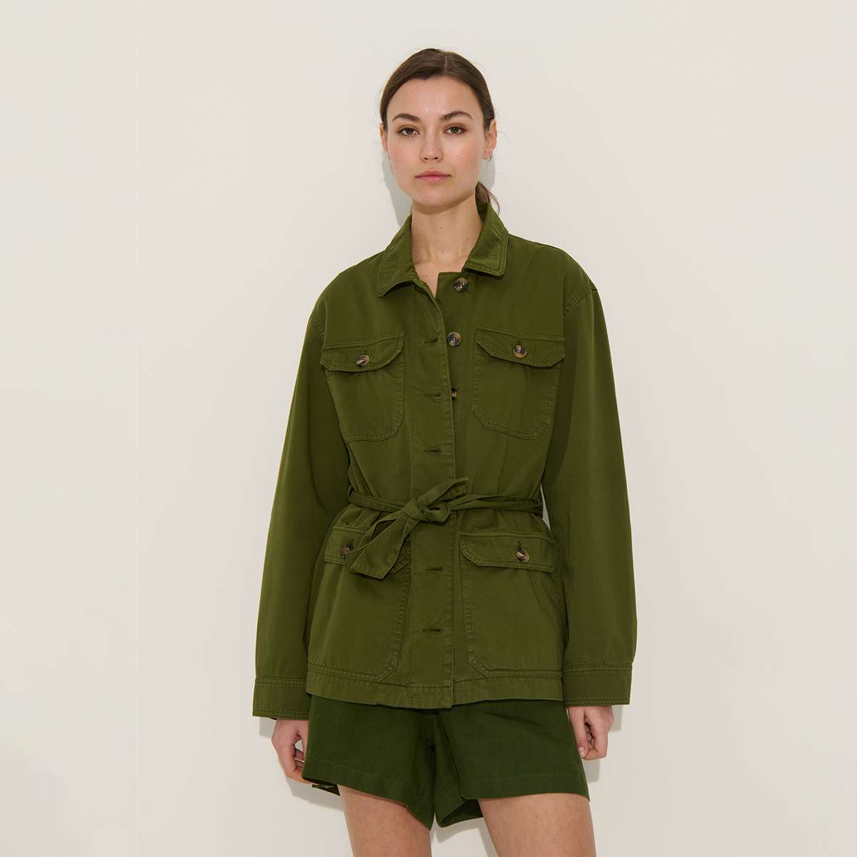 Veste saharienne ceinturée manches longues en coton PIERO, BENSIMON
