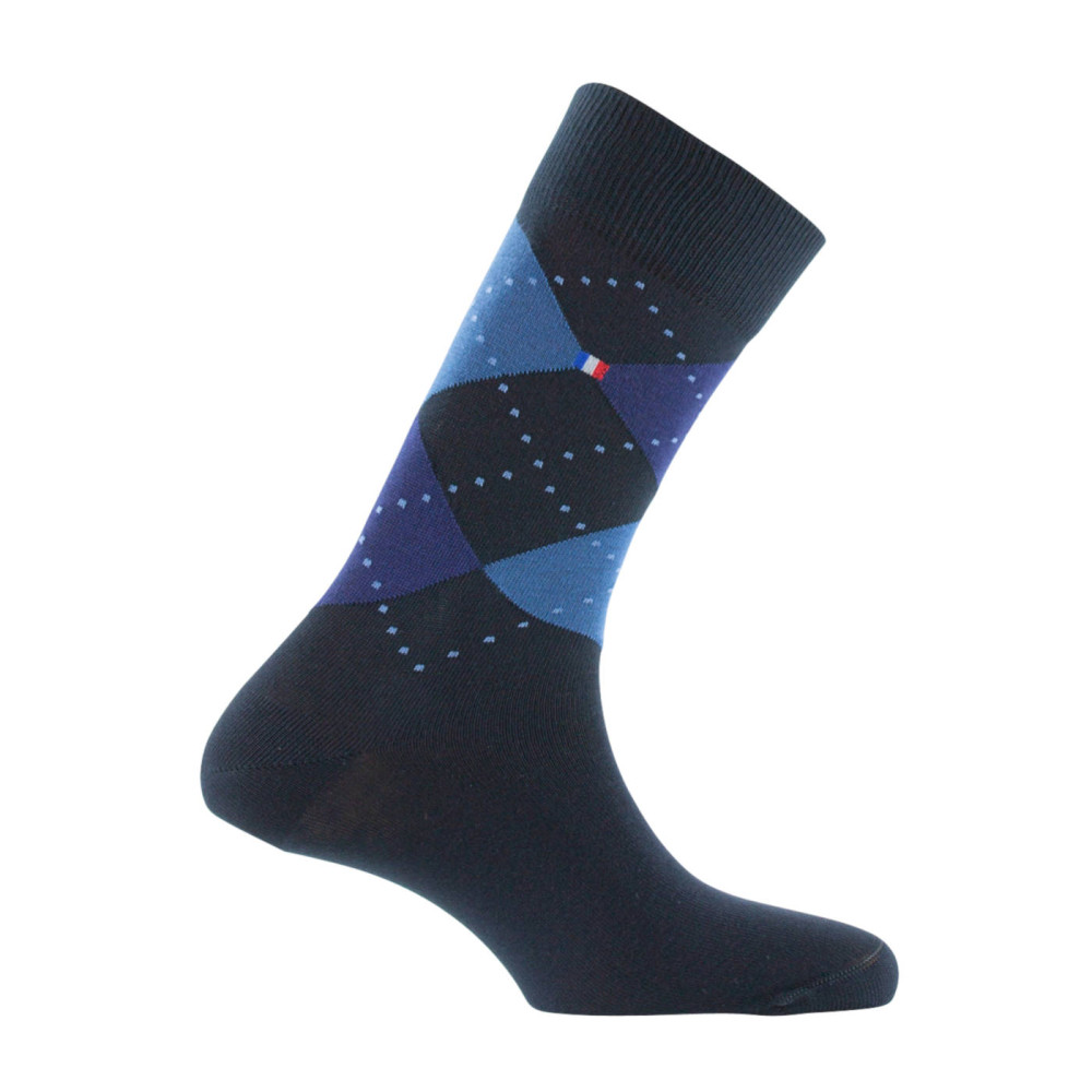 Mi-chaussettes en coton Drapeau Intarsia MADE IN FRANCE, KINDY