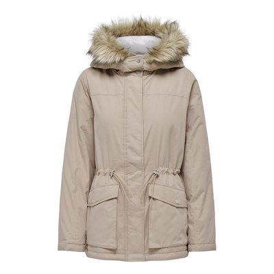 Short Hooded Parka with Faux Fur Trim, Mid-Season ONLY TALL