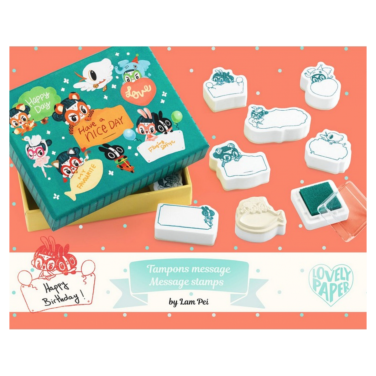 coffret tampons messages Lam, DJECO
