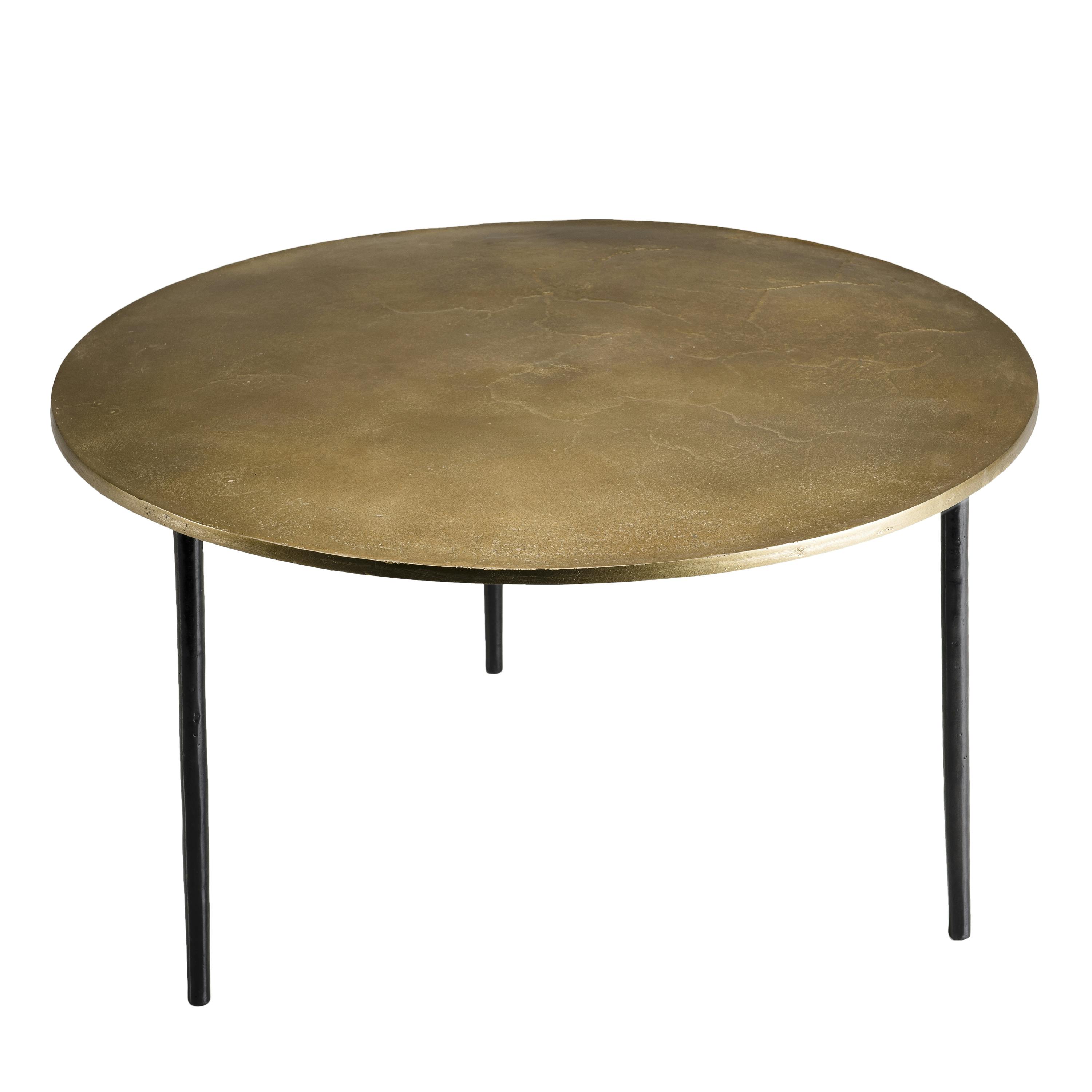 Table basse ronde 80cm plateau métal doré style design contemporain ZALA, PIER IMPORT