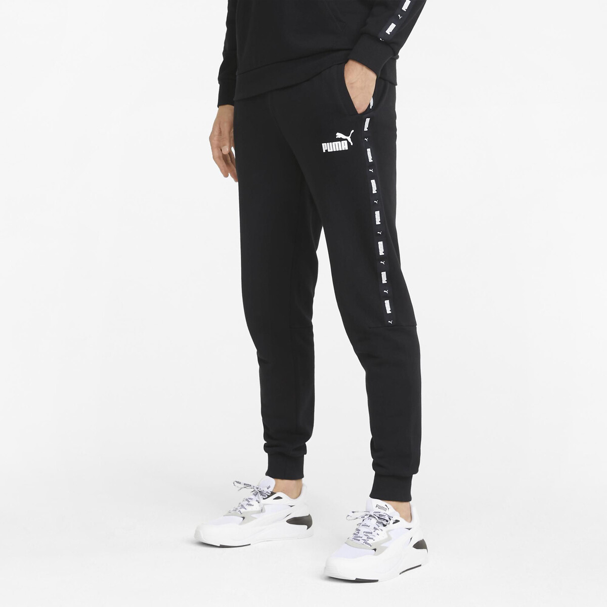 essential + cotton mix joggers with side stripe
