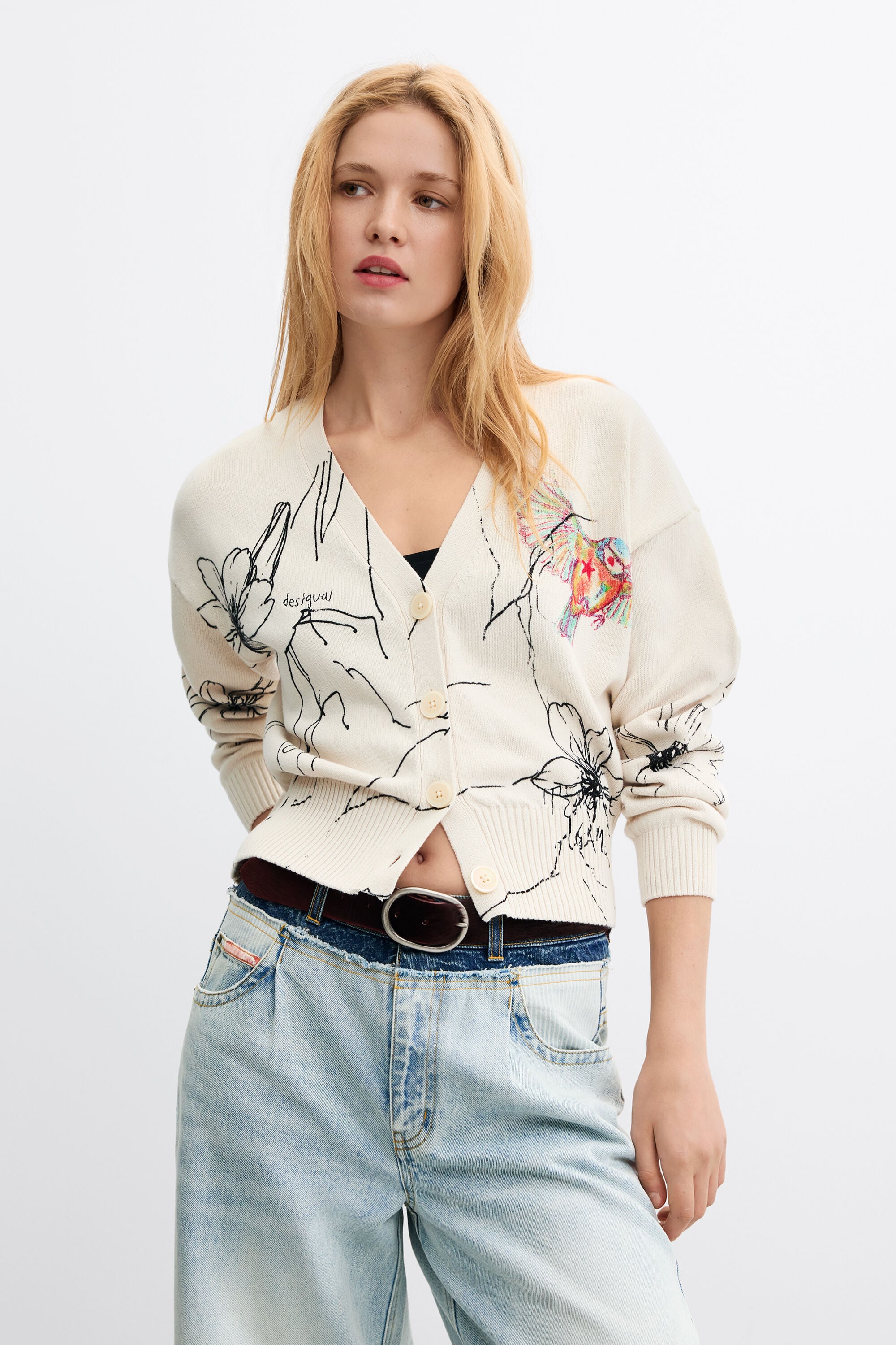 Cardigan à imprimé floral, DESIGUAL