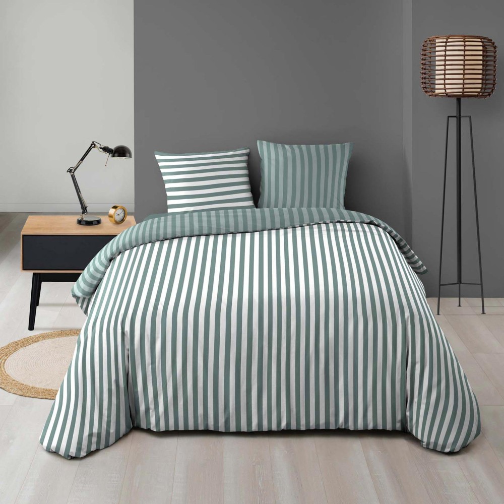 Housse de couette 240x220 + 2 taies microfibre RAYAN Cèdre, DECORATIE