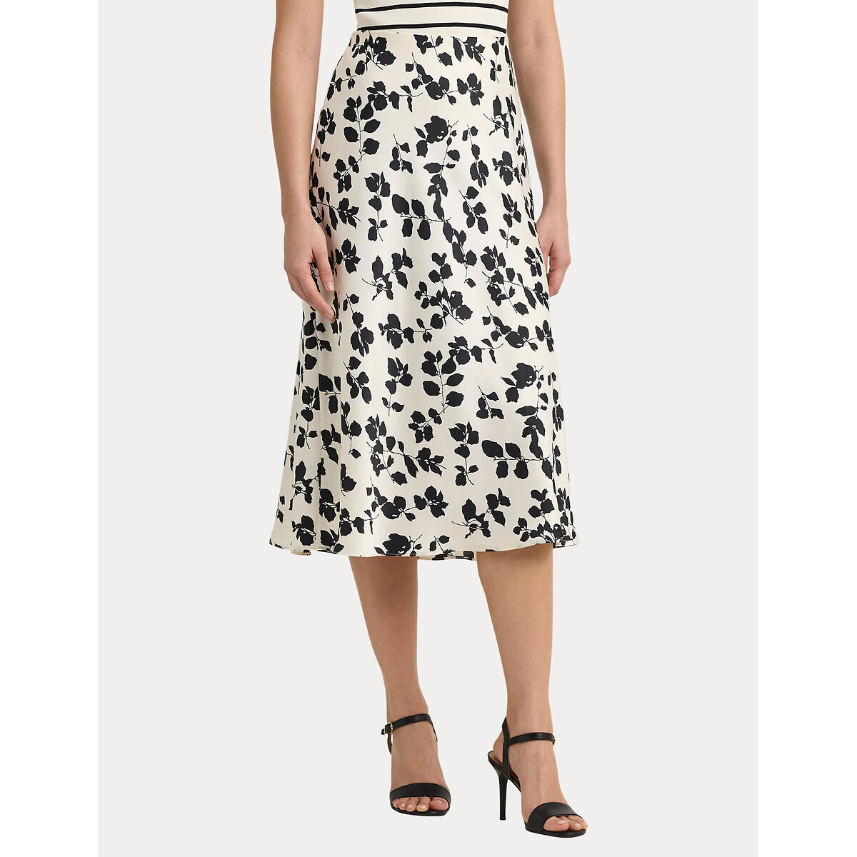 Sharae Floral Midi Skirt with High Waist