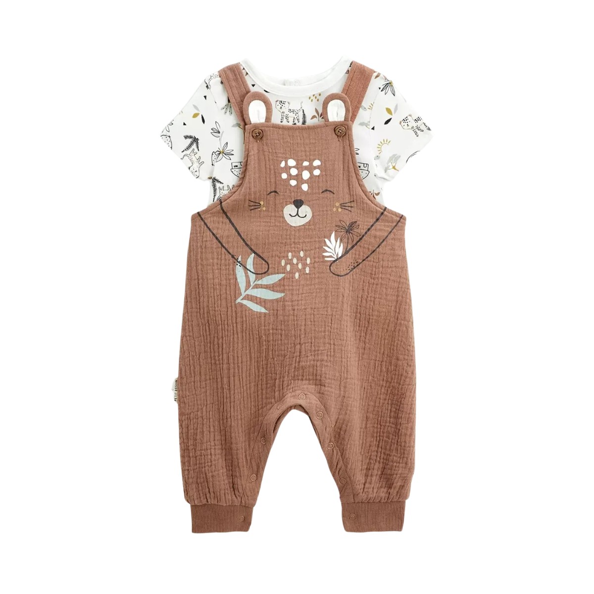 Ensemble salopette bébé en gaze de coton et t-shirt Yao, PETIT BEGUIN