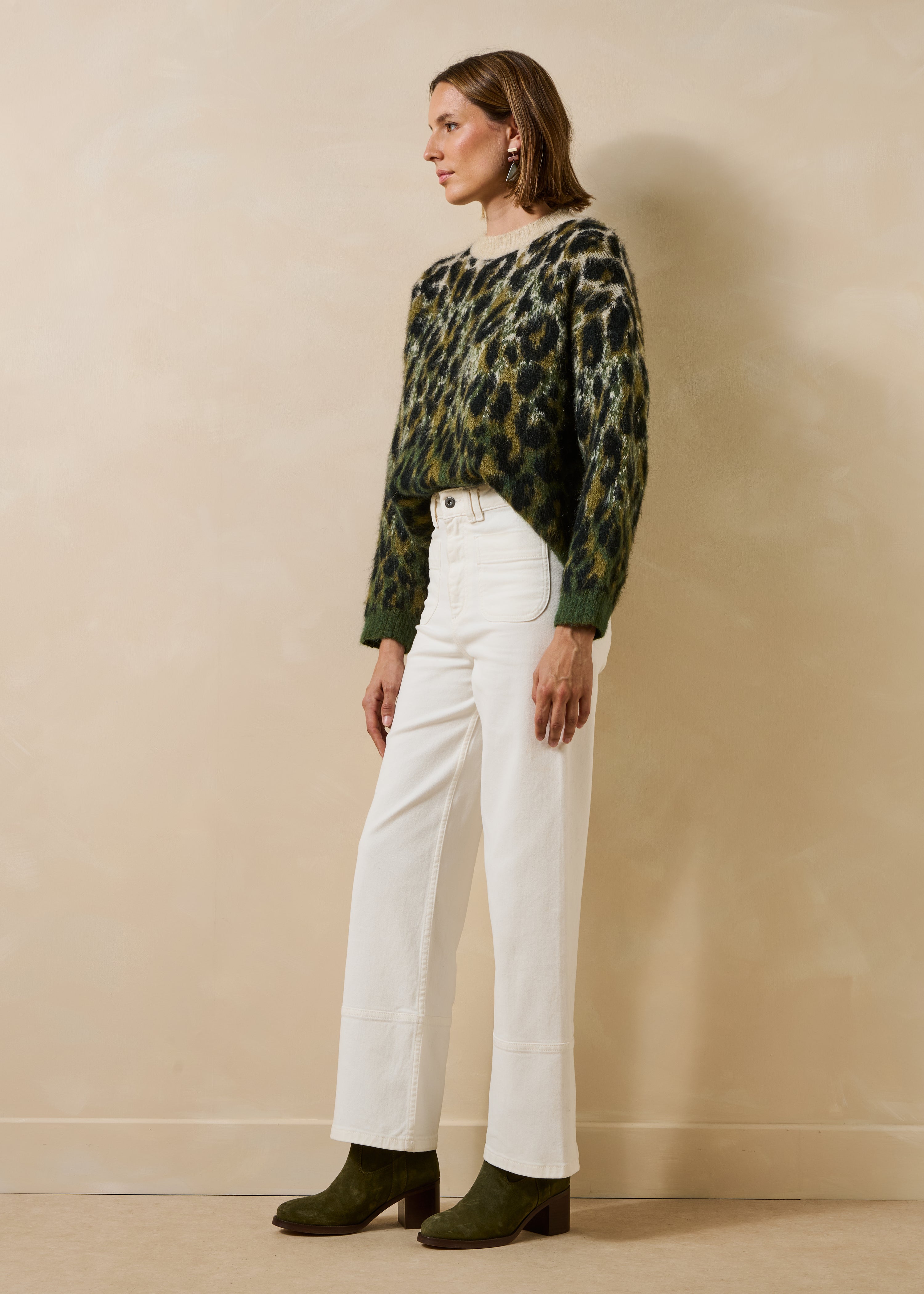 Jean droit taille haute en coton biologique, LA FEE MARABOUTEE