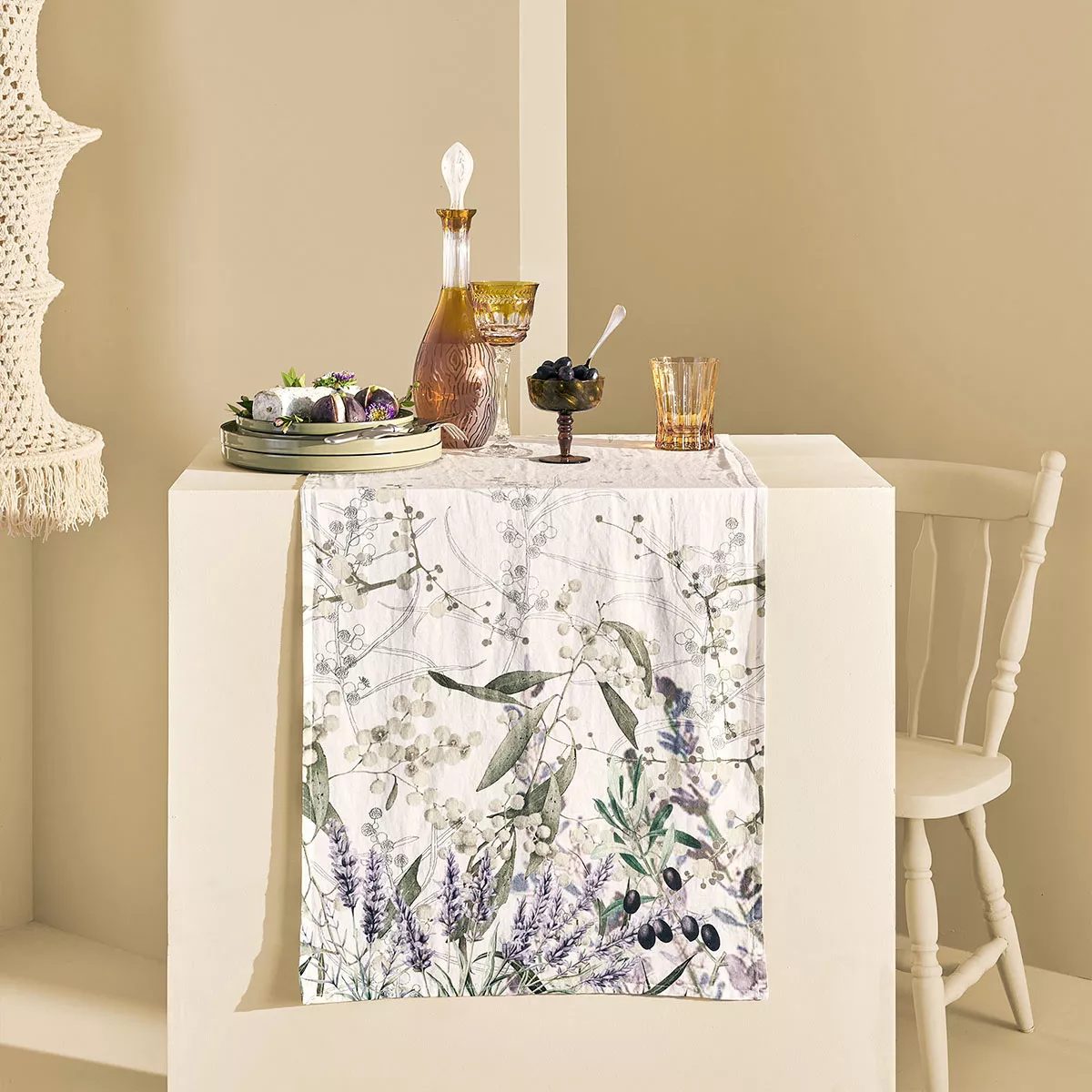 Chemin de table lin & coton lavé PARFUM DE LAVANDE, GARNIER THIEBAUT