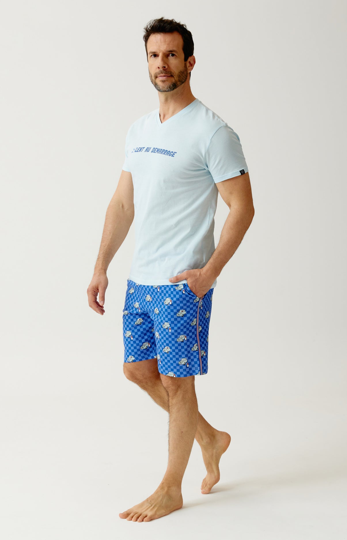 Pyjashort en jersey de coton léger imprimé Lent au démarrage, ARTHUR