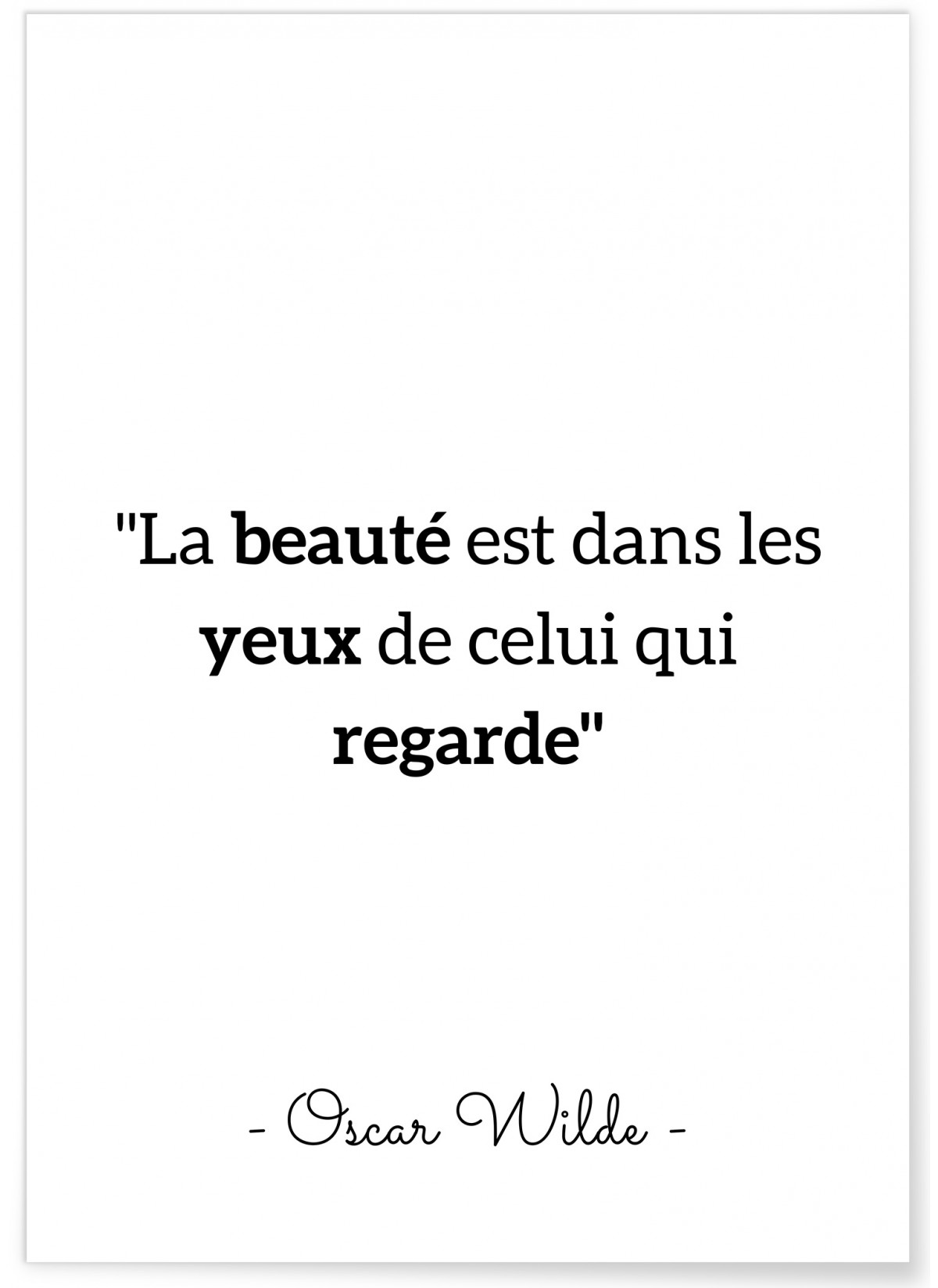 Affiche Oscar Wilde 'La beauté est dans les yeux...', L'AFFICHERIE