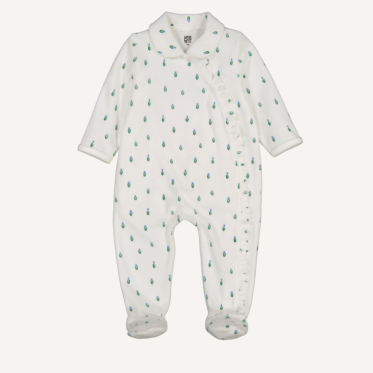 Floral Print Velour Sleepsuit, LA REDOUTE COLLECTIONS
