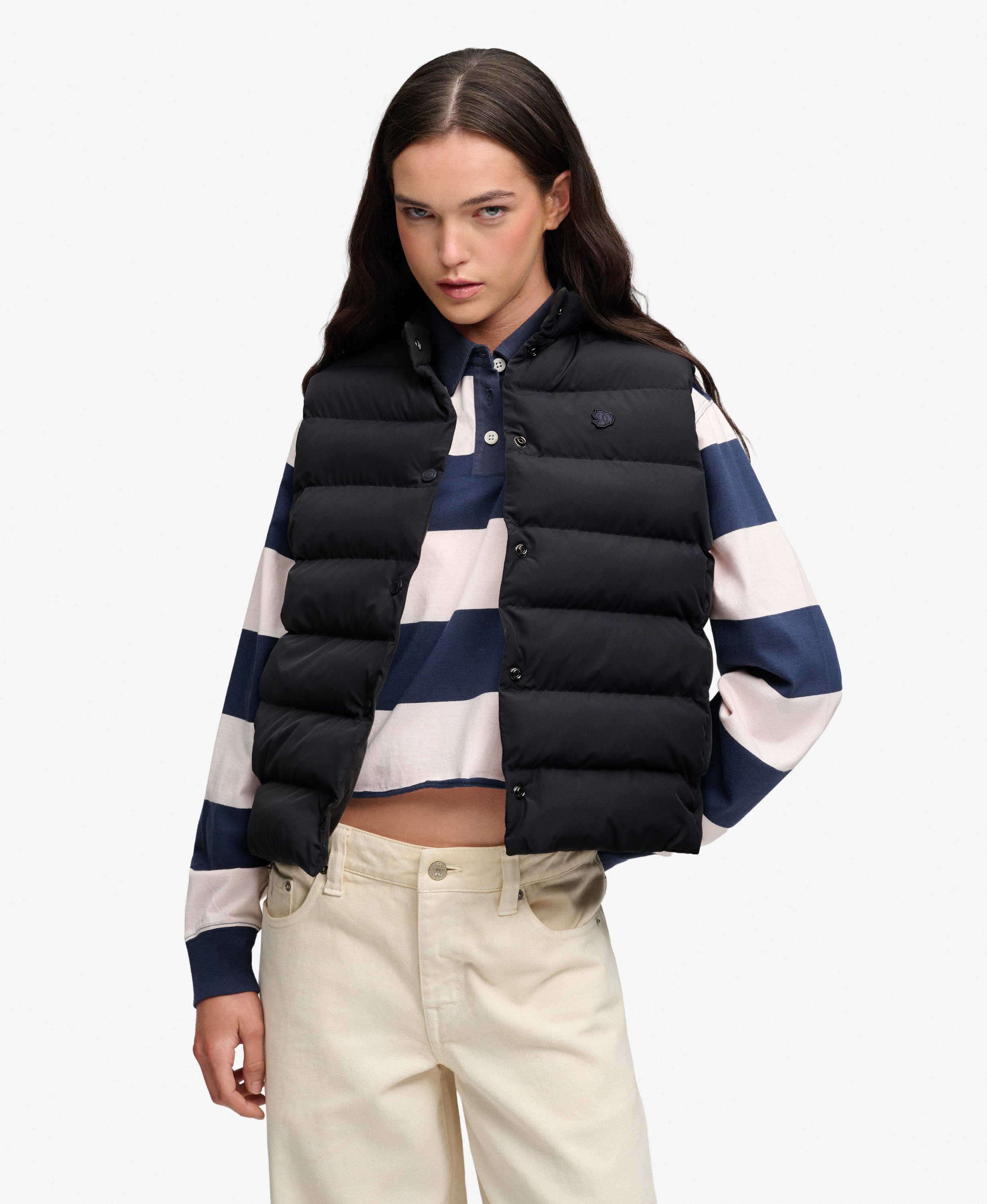 Gilet Matelassé Boutons-Pression Coupe Ajustée, SUPERDRY