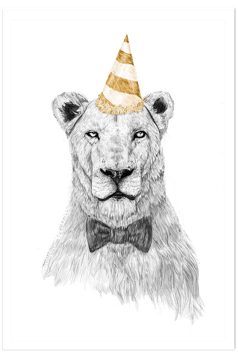 Affiche enfant lionne en fête, HEXOA