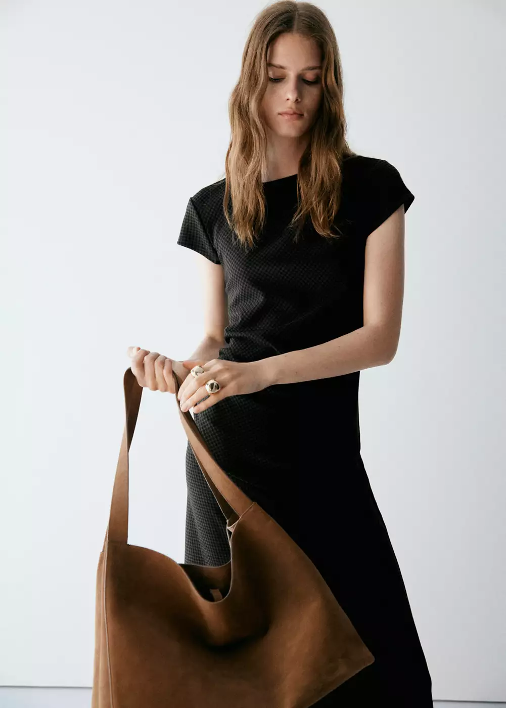 Robe à carreaux froncée, MANGO
