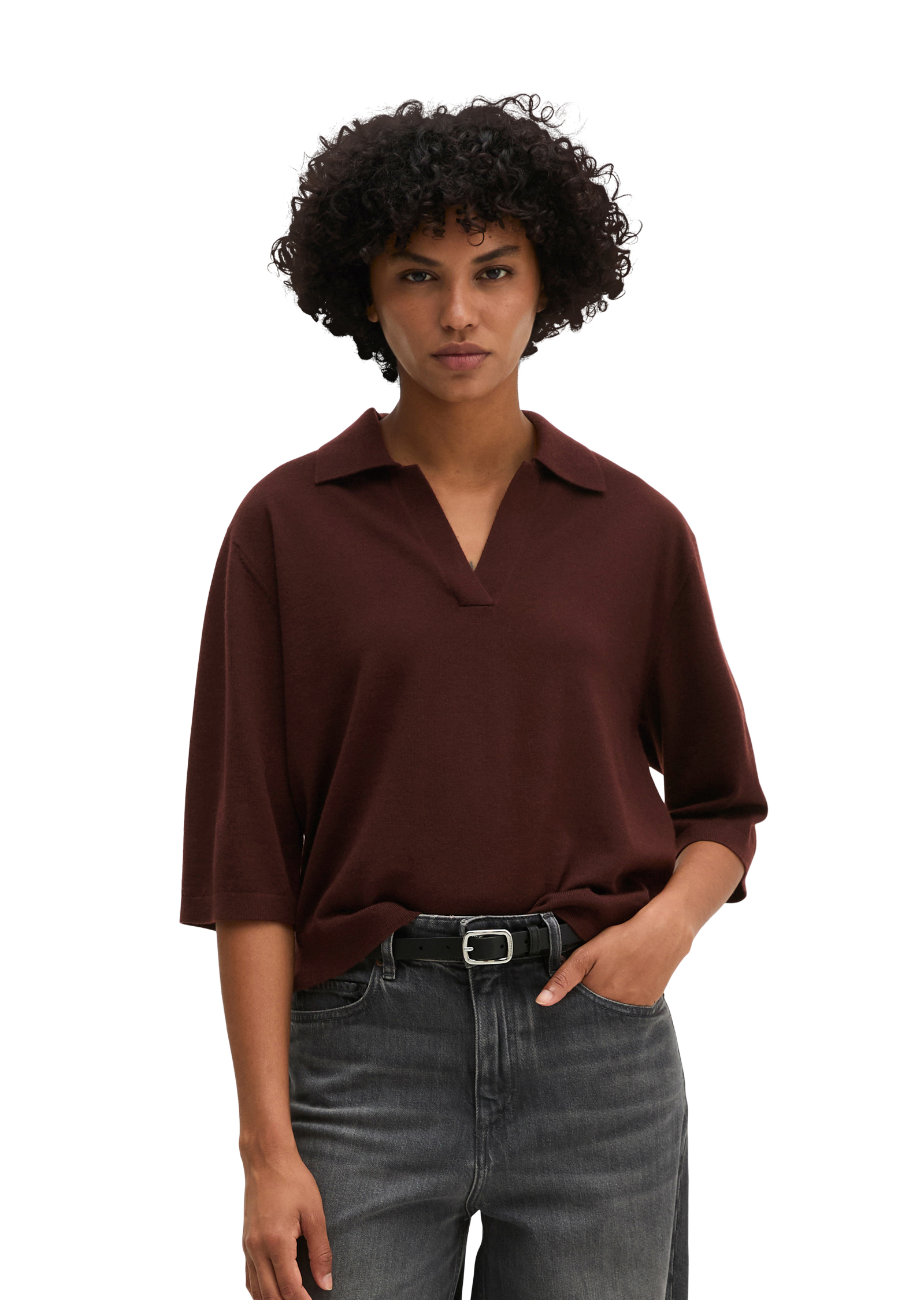 Polo en tricot loose en laine mérinos douce, MARC O'POLO
