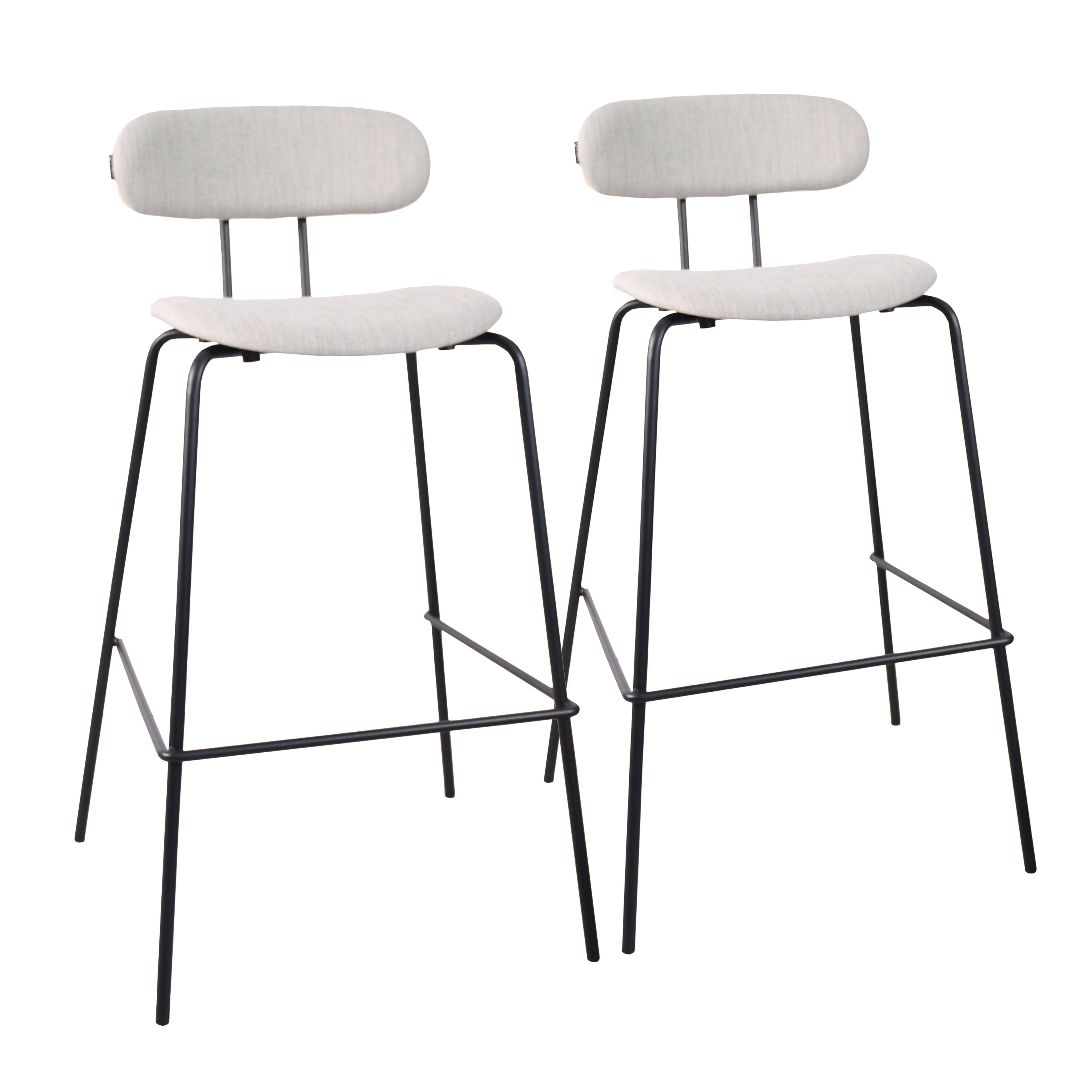 Lot de 2 chaises hautes en acier et bois, TINA, OVIALA