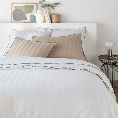 Victor Striped Washed Cotton Satin Duvet Cover LA REDOUTE INTERIEURS