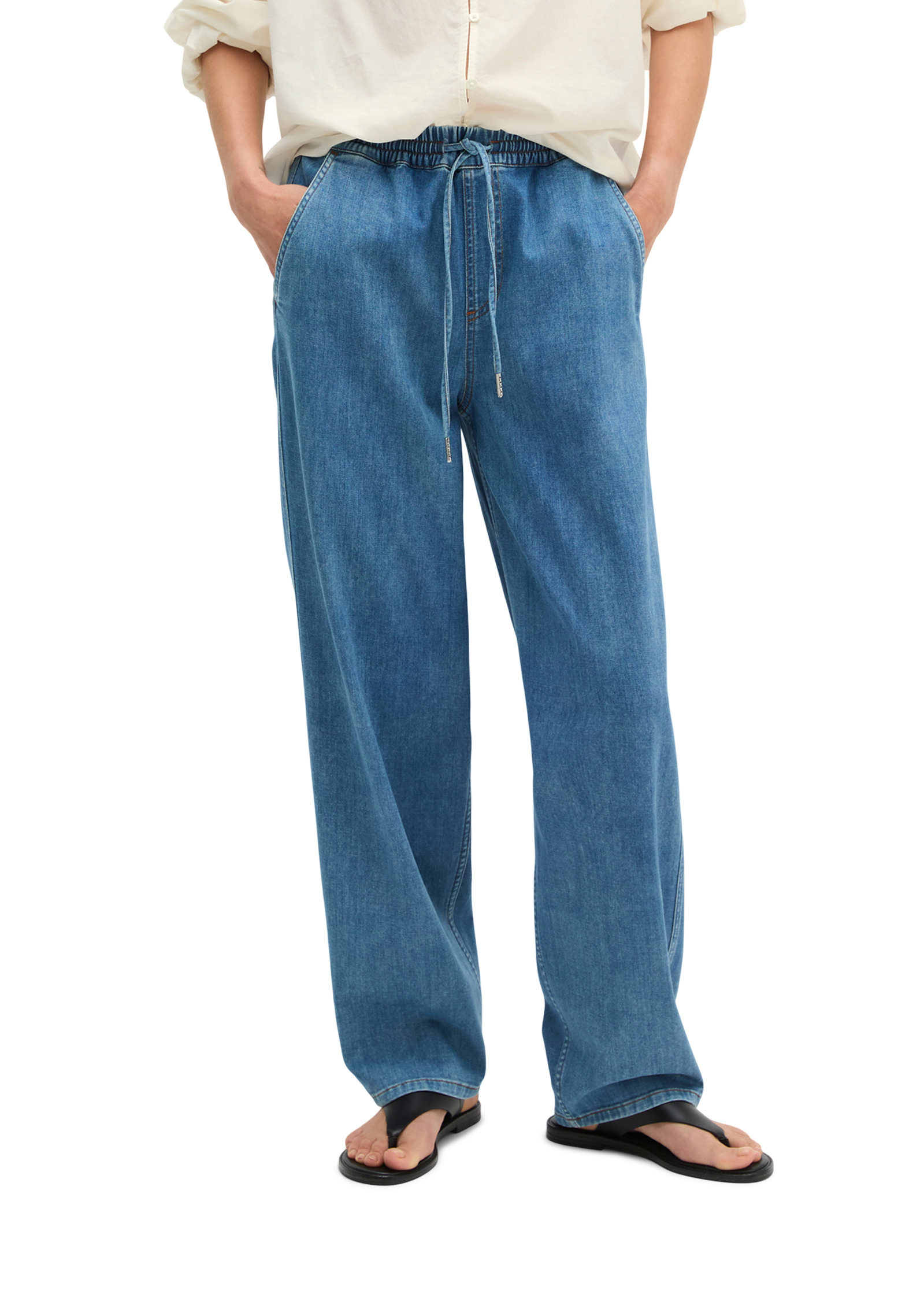 Jeans joggpants relaxed cropped en denim Cashmere Touch, MARC O'POLO