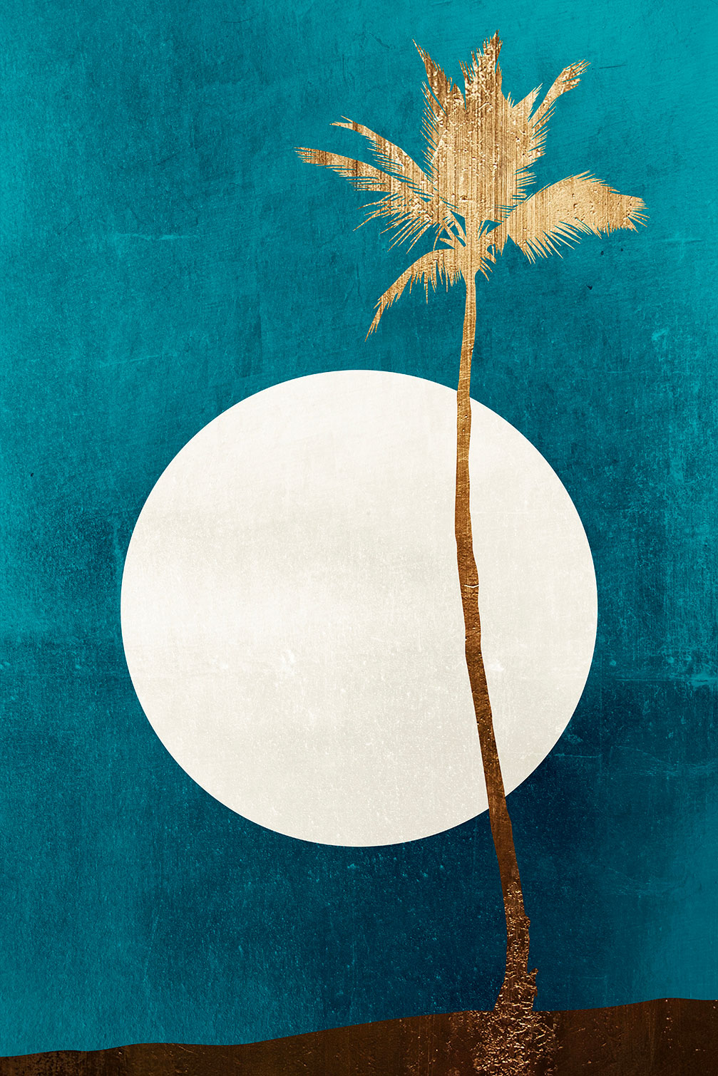 Tableau cocotier sur fond bleu, HEXOA