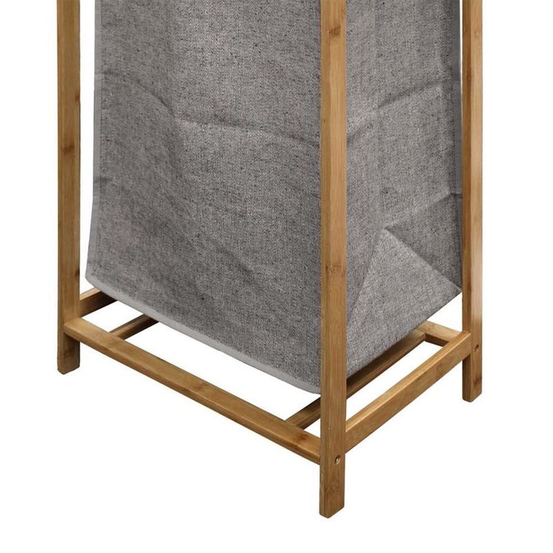 Panier de lin pliable avec 3 compartiments de cadre en bois amovibles