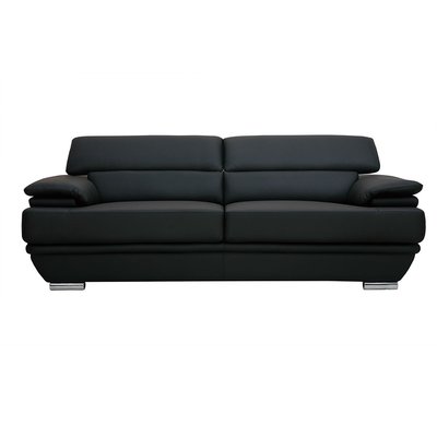 Canapé design avec têtières ajustables 3 places cuir  et acier chromé EWING MILIBOO