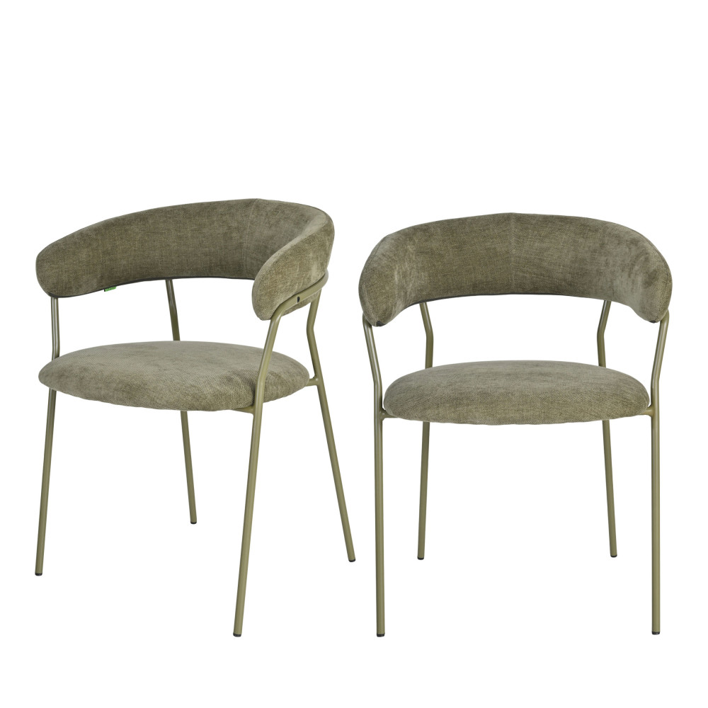 Lot de 2 fauteuils de table en tissu pieds métal- CELESTY, DRAWER