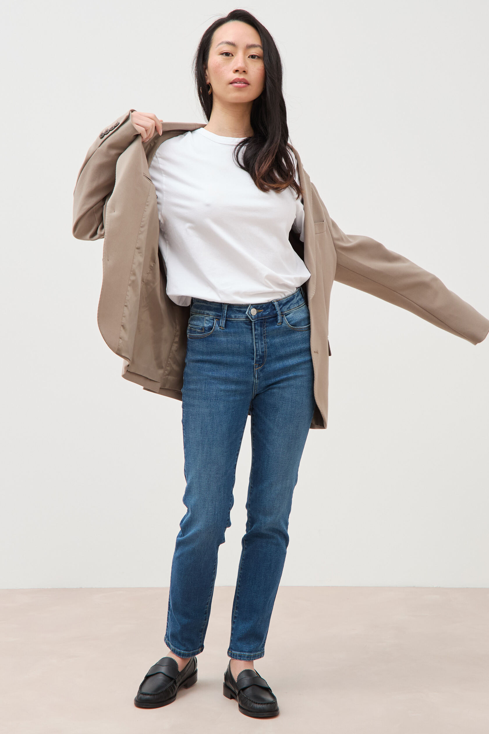Jeans slim taille haute 7/8ème, BONOBO