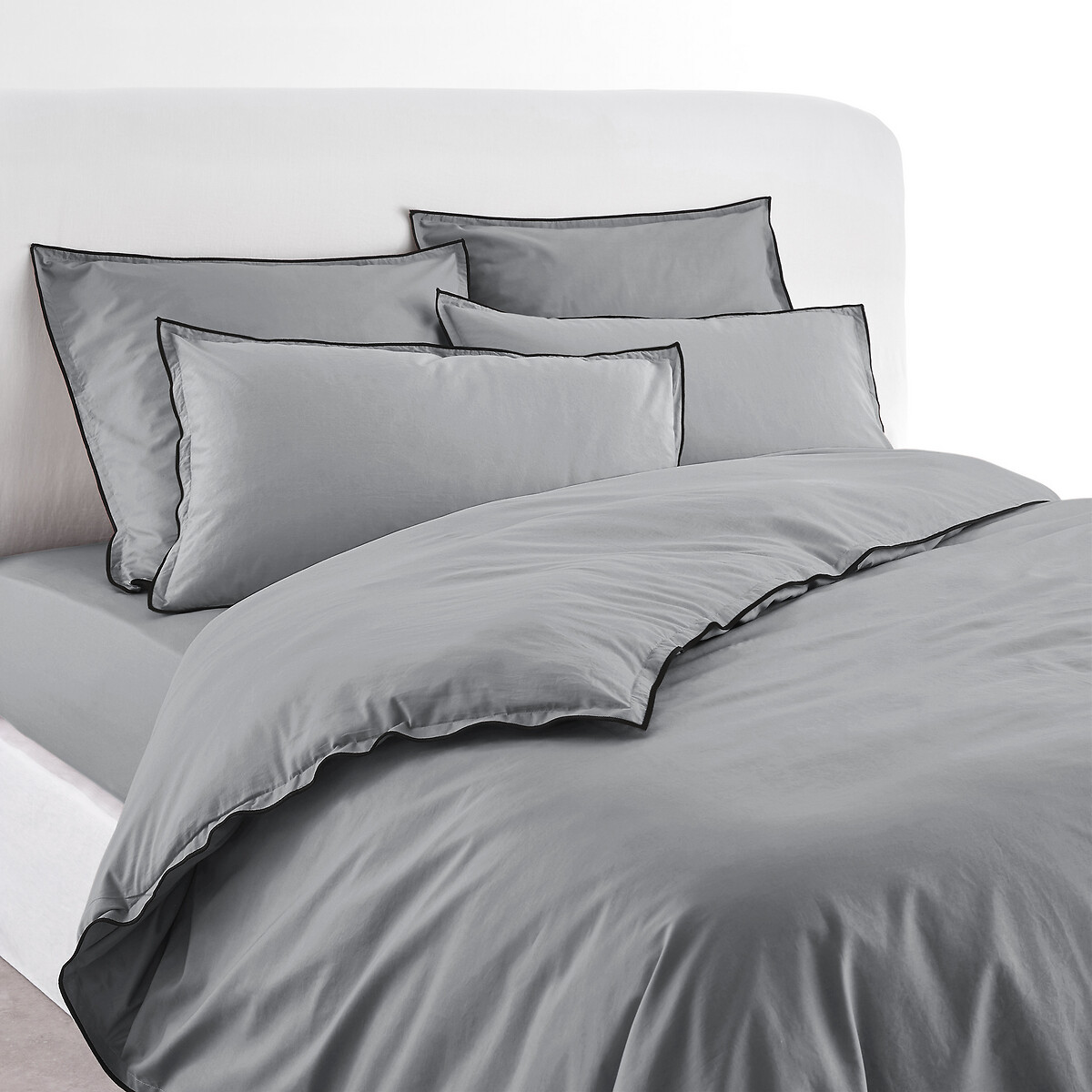 Plain 100% washed organic cotton voile 400 thread count duvet cover ...