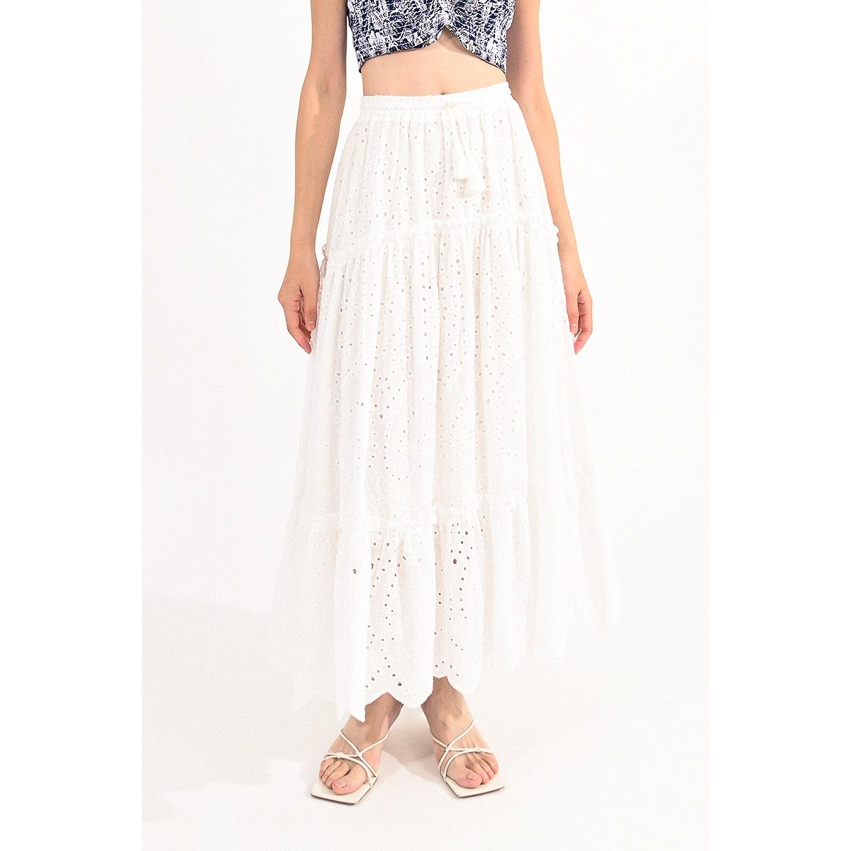 Jupe longue shop blanche broderie anglaise