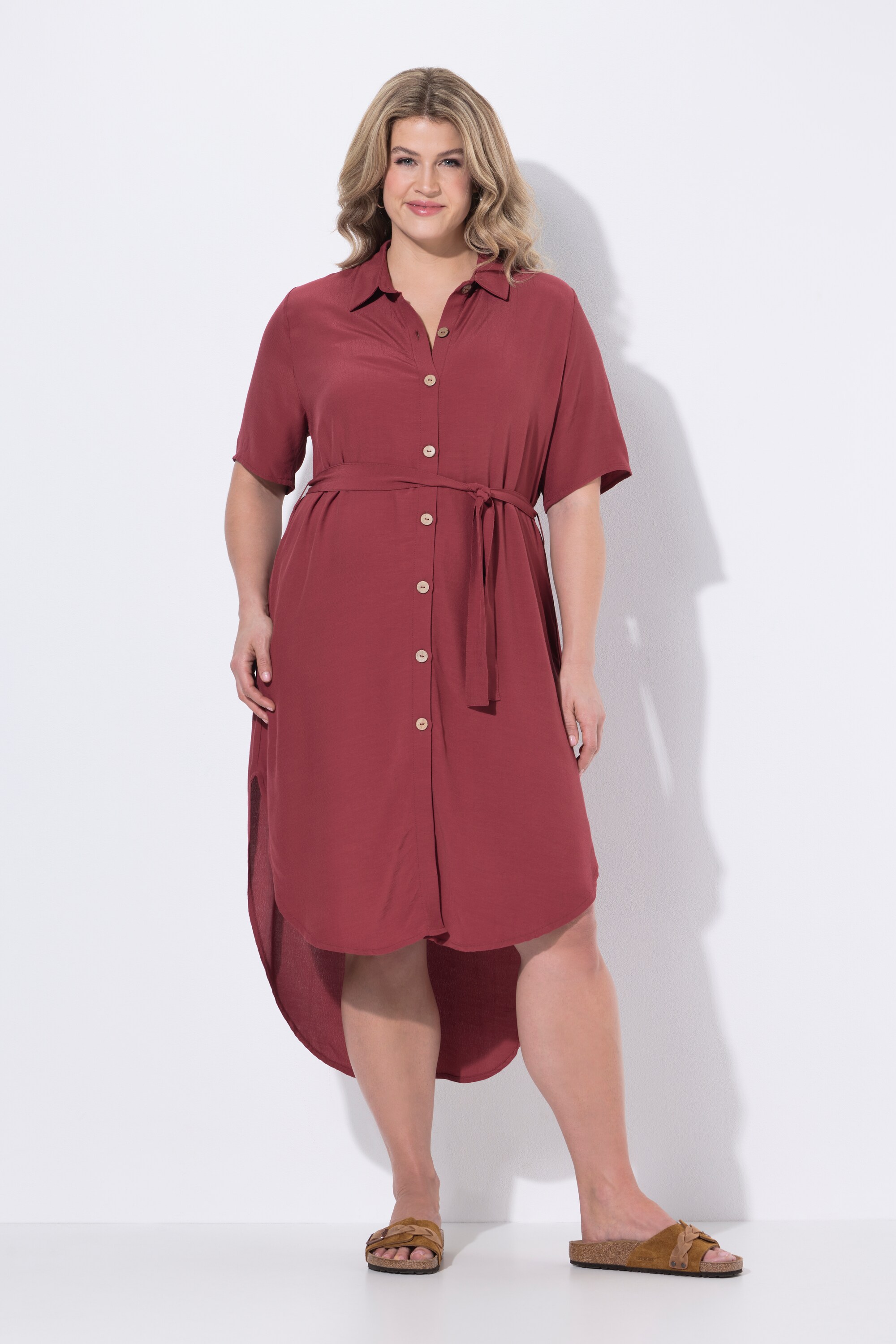 Robe midi en coton bio, ceinture, ULLA POPKEN