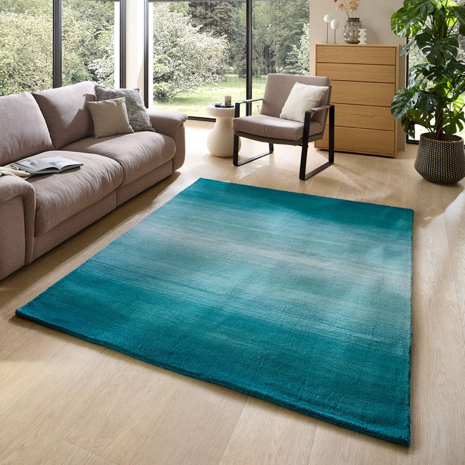 Tapis de salon en couleurs vives et dégradé - WOOL COMFORT, THEKO